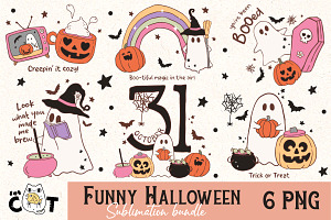 Funny Halloween Ghost Clipart Bundle, a Graphic by FatCat_Design