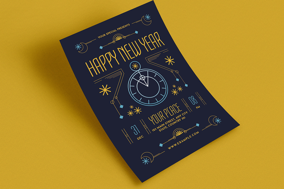 Blue Elegant Artdeco New Year Flyer, a Flyer Template by VectorVactory (Photo 3 of 3)