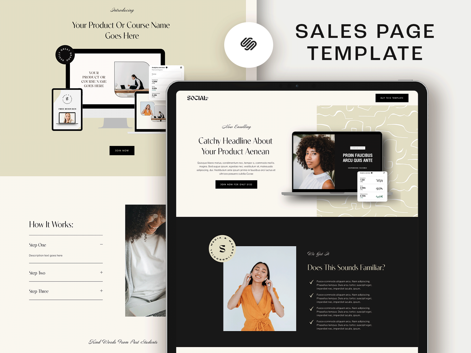 Online Course Sales Page Squarespace 7.1