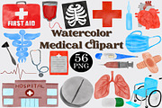 Watercolor Medical Clipart Set, a Healthcare Illustration by CropUp Creative (Thumbnail 1 of 4)