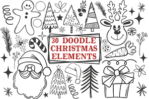 Christmas Doodle Hand Drawn Elements
