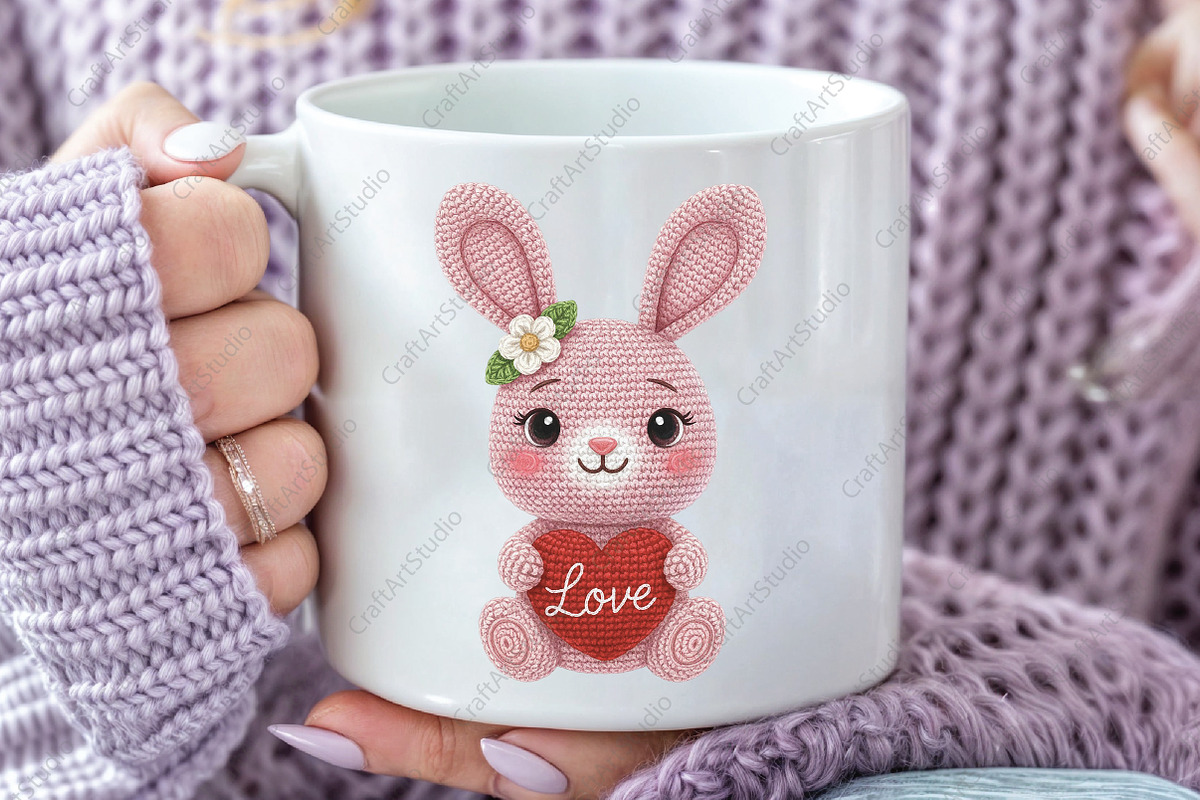 Crochet Faux Yarn Valentine Bunny, an Illustration by CraftArtStudio (Photo 2 of 4)