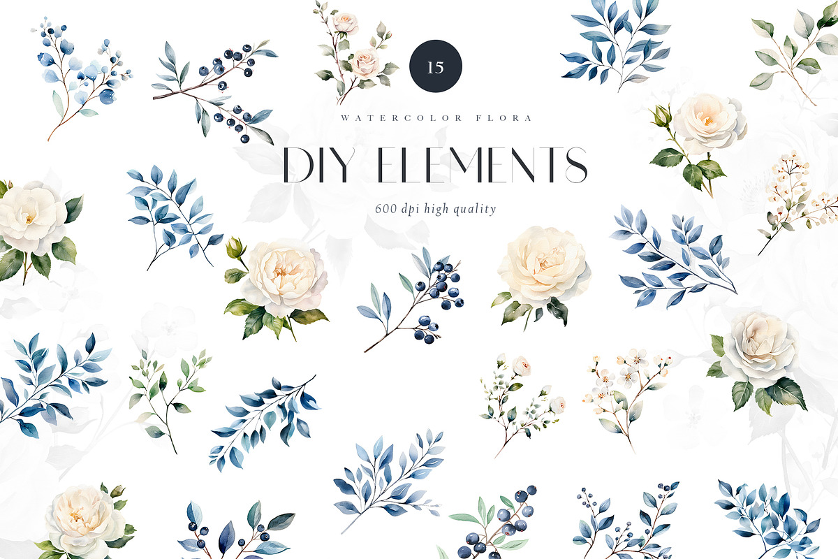 Watercolor winter floral clipart, a Seasonal Illustration by MariGraphic boutique (Photo 9 of 9)