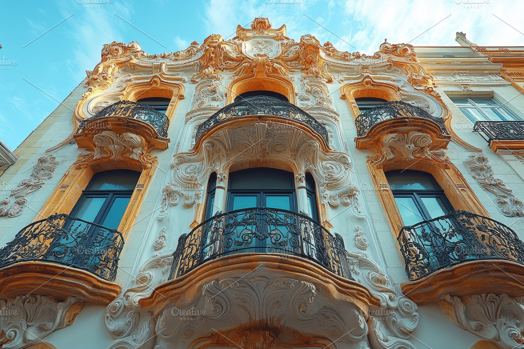 Beautiful ornate architecture of a h, a Photo by Tanuart