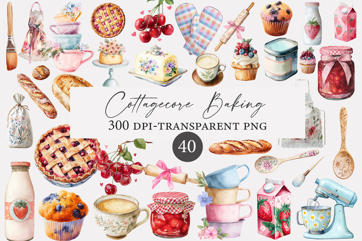Cottagecore Baking Clipart, an Illustration by Designworld (Photo 1 of 5)