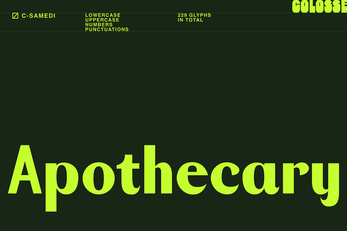 c-samedi display typeface, a Sans Serif Font by Colosse Foundry (Photo 4 of 6)