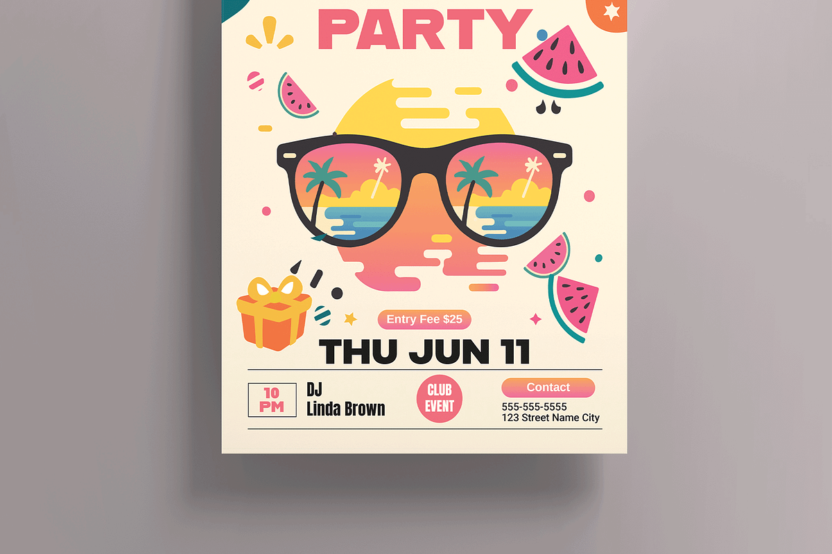Summer Party Poster Template, a Flyer Template by MightyDesign (Photo 3 of 8)