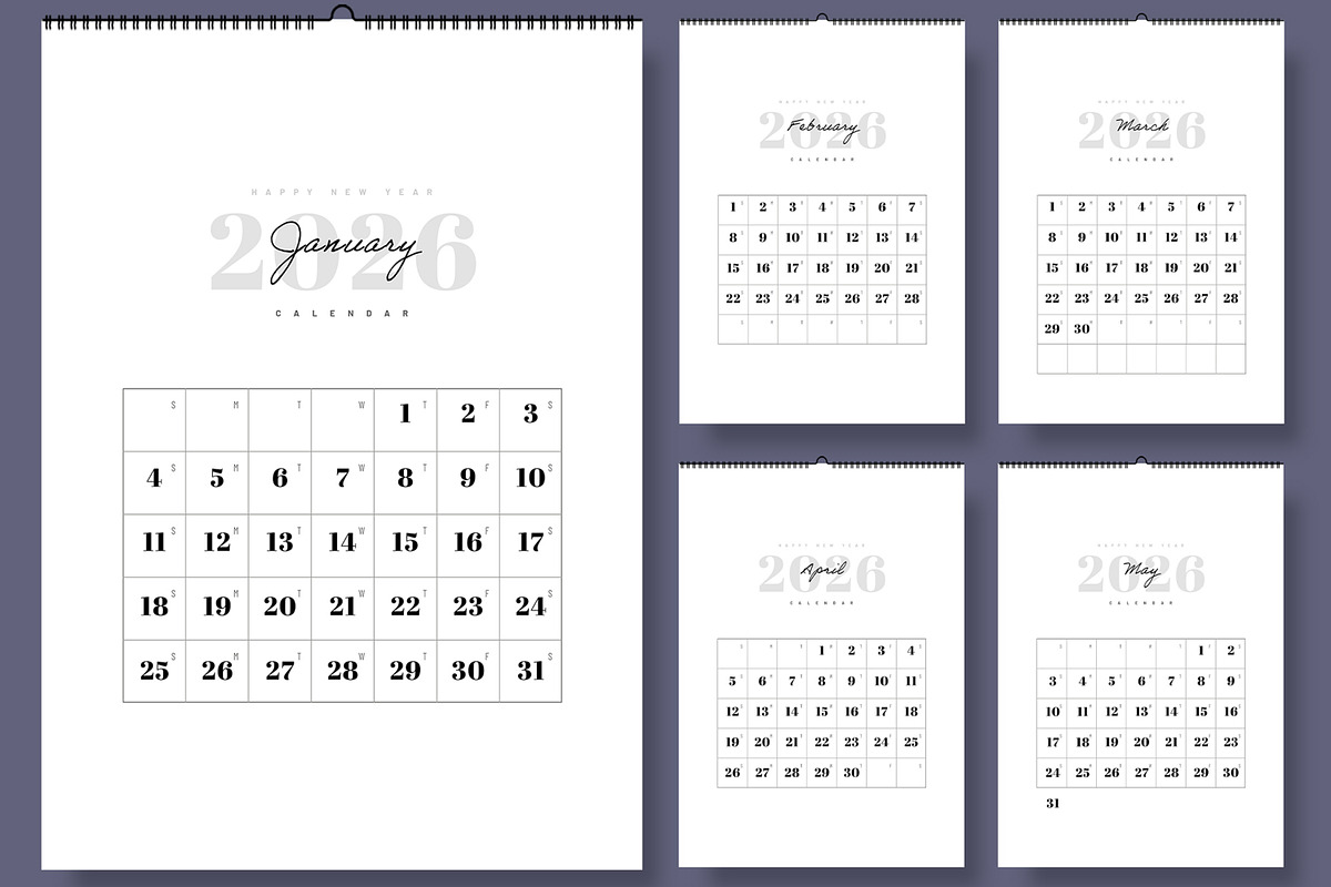 2026 Calendar Template, a Stationery Template by ContestDesign (Photo 1 of 5)
