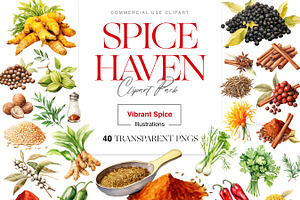 Watercolor Spice Clipart Pack