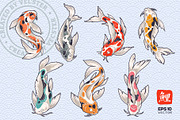 Koi Fish Vector Set, an Animal Illustration by Vecster (Thumbnail 1 of 8)