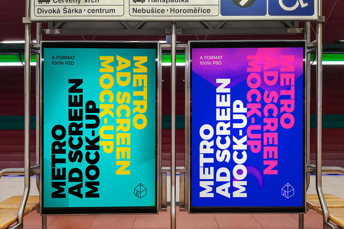 Metro Ad Screen Mock-Ups 7 v2, an Advertising Mockup by Graphic Shelter (Photo 2 of 3)