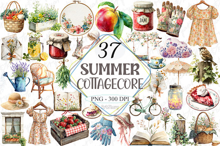 Watercolor Summer Cottagecore PNG