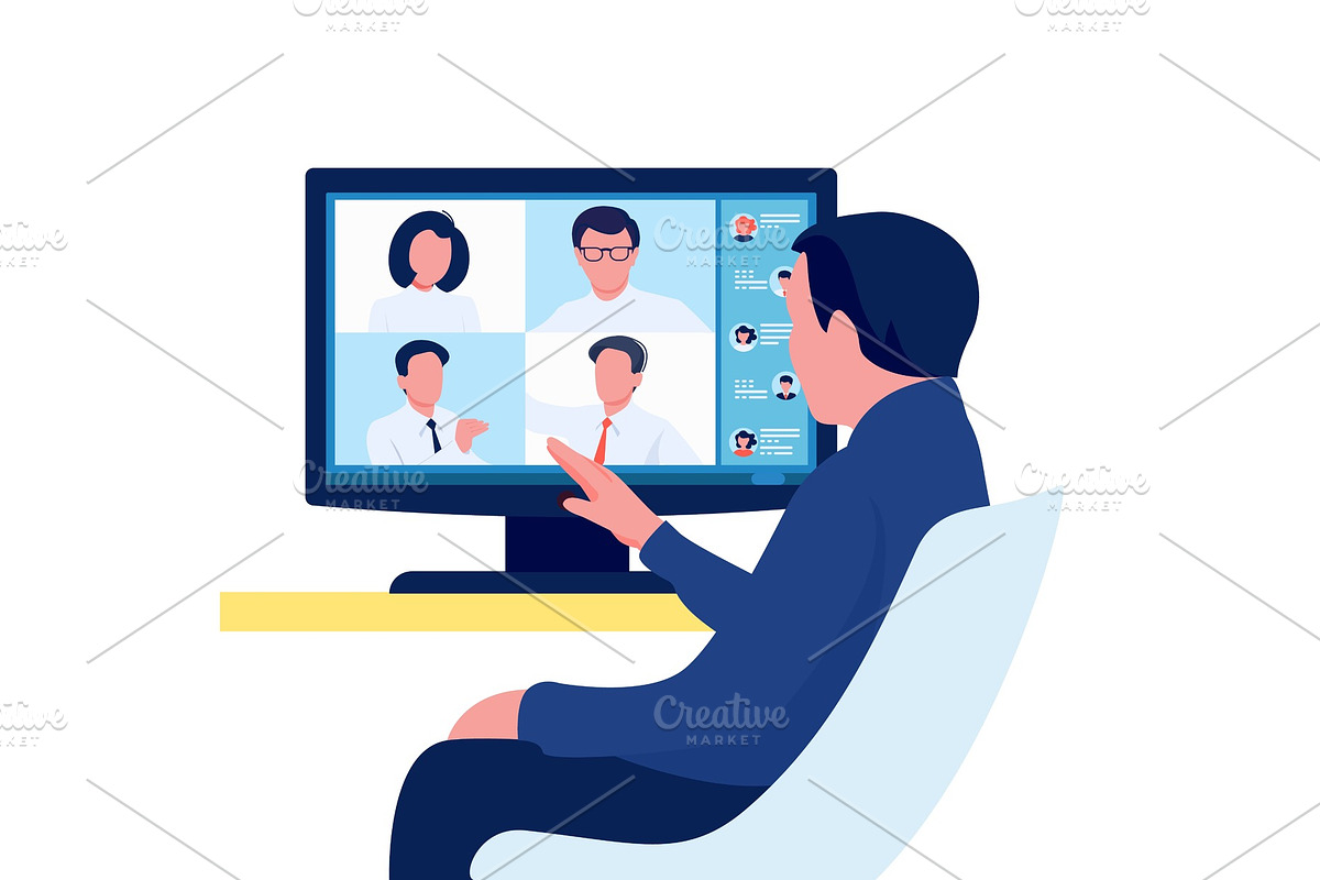 Video online conference. Person, an Education Illustration by Shanvood art