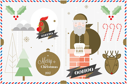 Christmas Postcard Elements