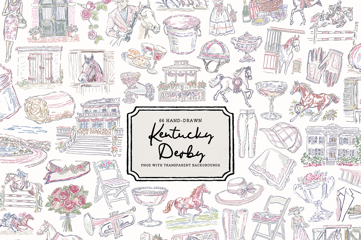 Derby Horse Race Clipart Doodle Set, an Object Illustration by The October Creative (Photo 1 of 12)