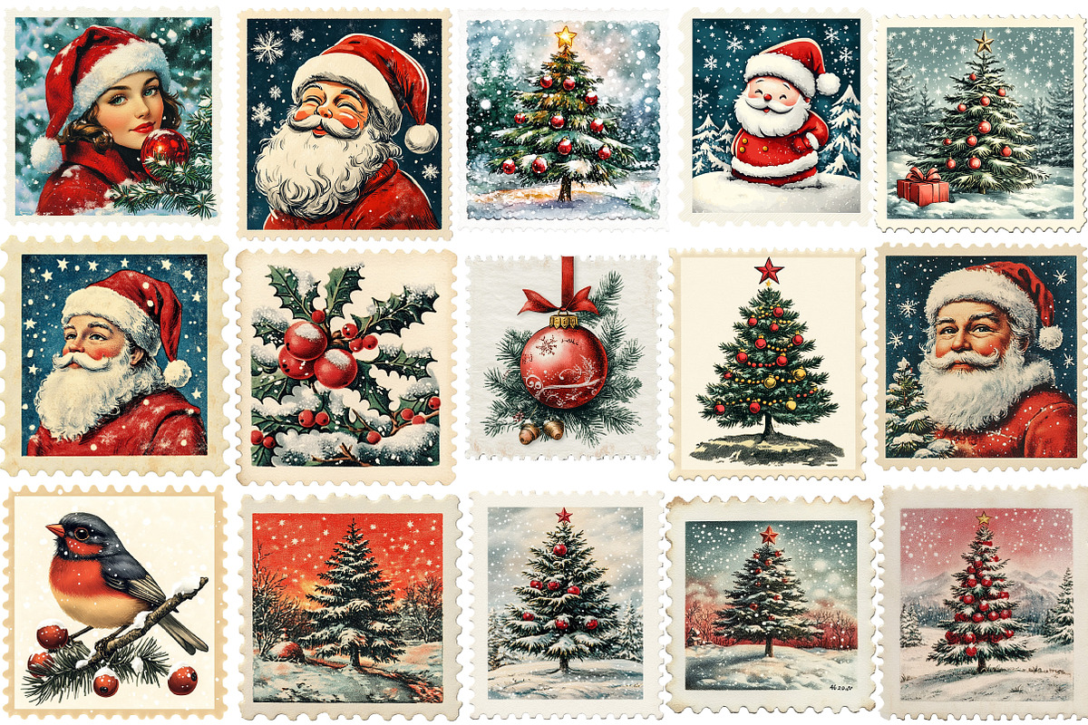 Christmas Postage Stamp Png, an Illustration by SinaCreation (Photo 2 of 5)