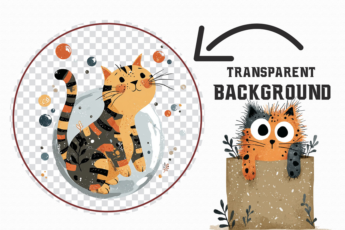 Quirky Cats Clipart PNG, an Illustration by Libby Wishes (Photo 4 of 7)