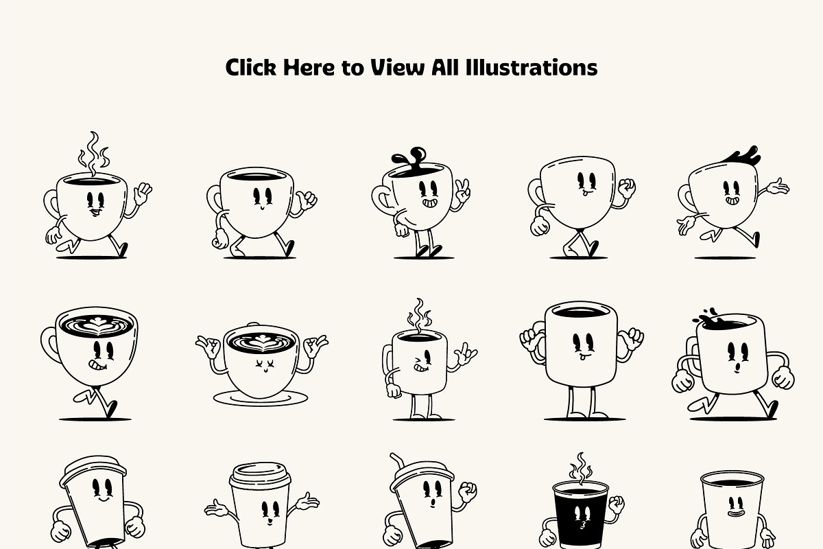 40 Hand-drawn Cute Coffee, a Food Illustration by Jiwstudio (Photo 3 of 12)