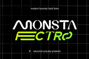 Monsta Fectro Modern Futuristic Font, a Sans Serif Font by WhymoreArt (Thumbnail 1 of 10)