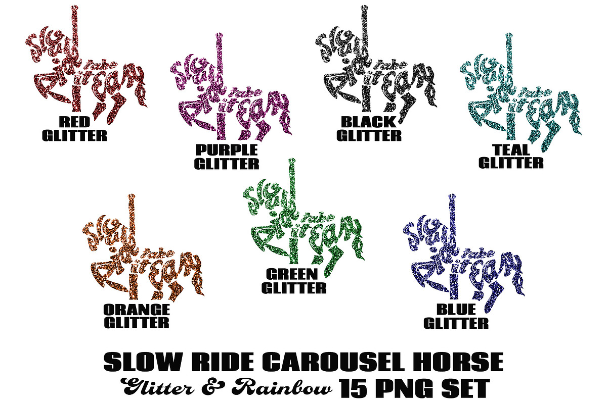 Rainbow & Glitter Carousel Horse PNG, an Illustration by AlexandHer Digital Art (Photo 3 of 8)