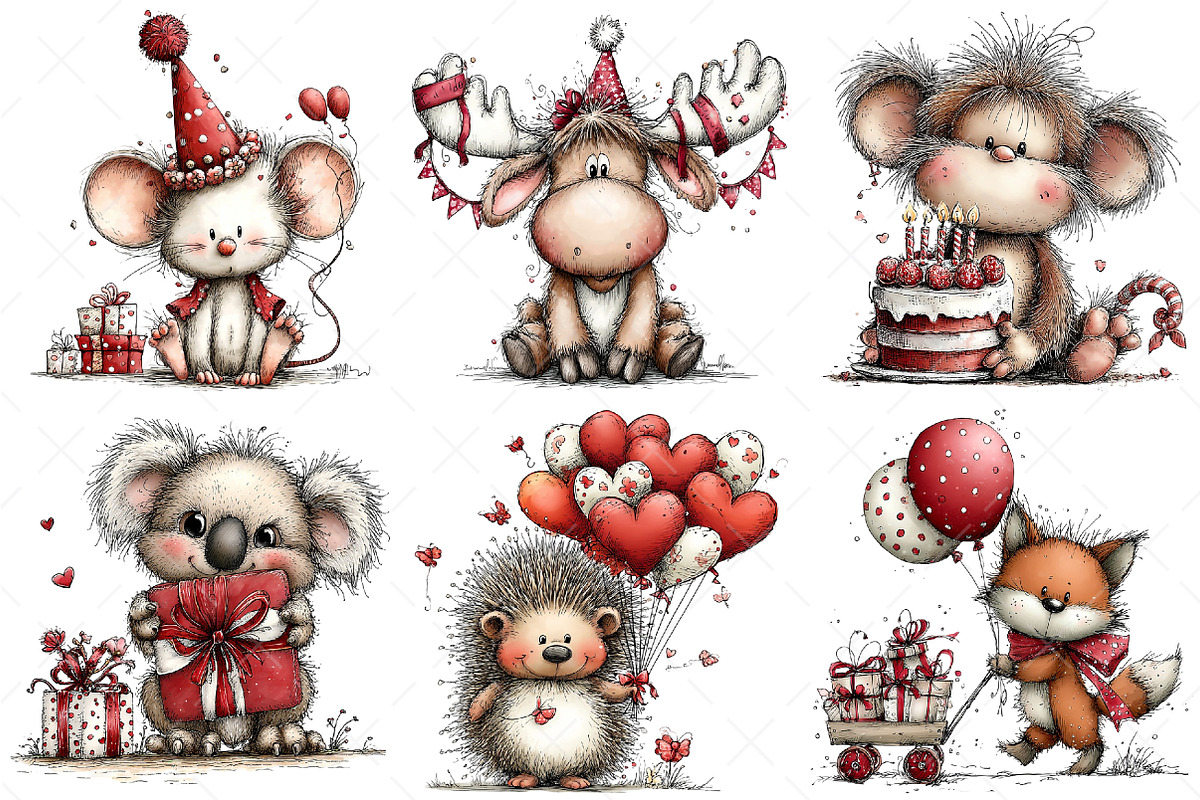 Whimsical Birthday Party Animals Png, an Illustration by Craft Nest (Photo 4 of 11)