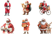 African American Santa Claus Clipart, an Illustration by CraftArtStudio (Thumbnail 3 of 6)