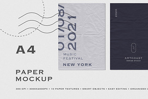 A4 Poster Mockup & Paper Textures