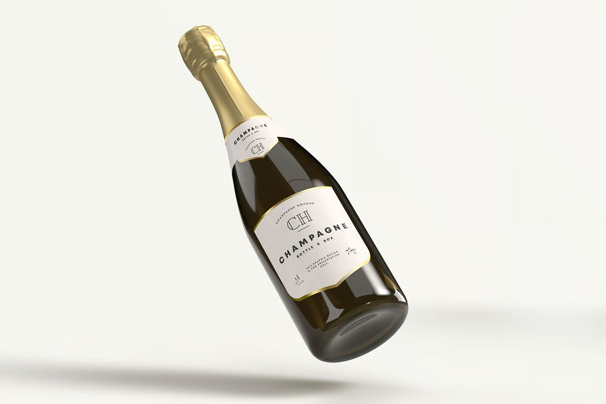 Champagne Bottle Mock-up, a Product Mockup by zippypixelstudio (Photo 14 of 16)