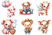 Cute Pig Sublimation Clipart, an Illustration by DreamArtGraphic (Thumbnail 2 of 5)