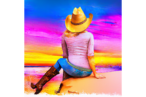 Template art, Cowgirl, Seaside