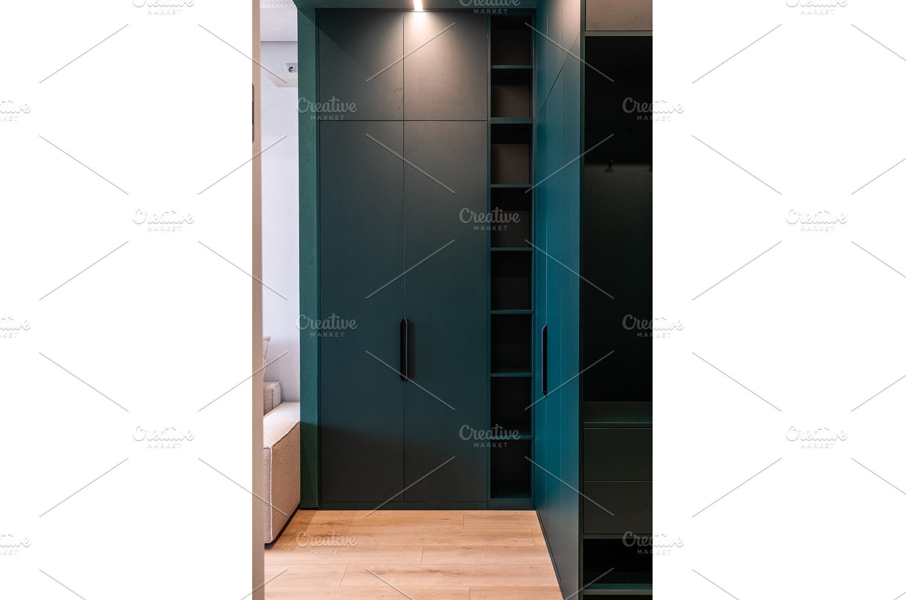 Matte teal wardrobe with built-in, a Background Photo by wip3out