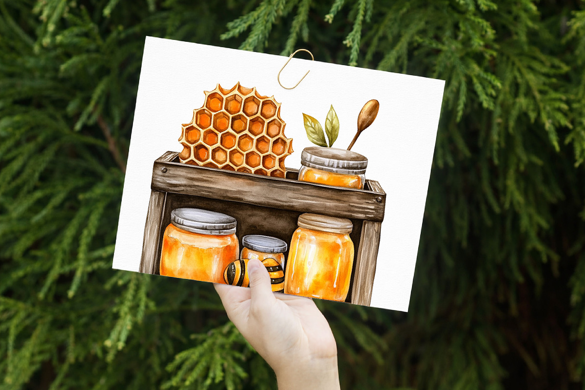 Watercolor Honey Bee Clip Art, an Illustration by Libby Wishes (Photo 2 of 7)