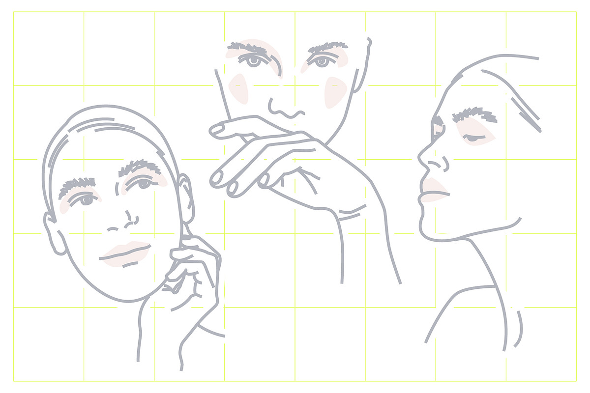 Line Illustrations Set Female Faces, a Person Illustration by line & plane (Photo 10 of 11)