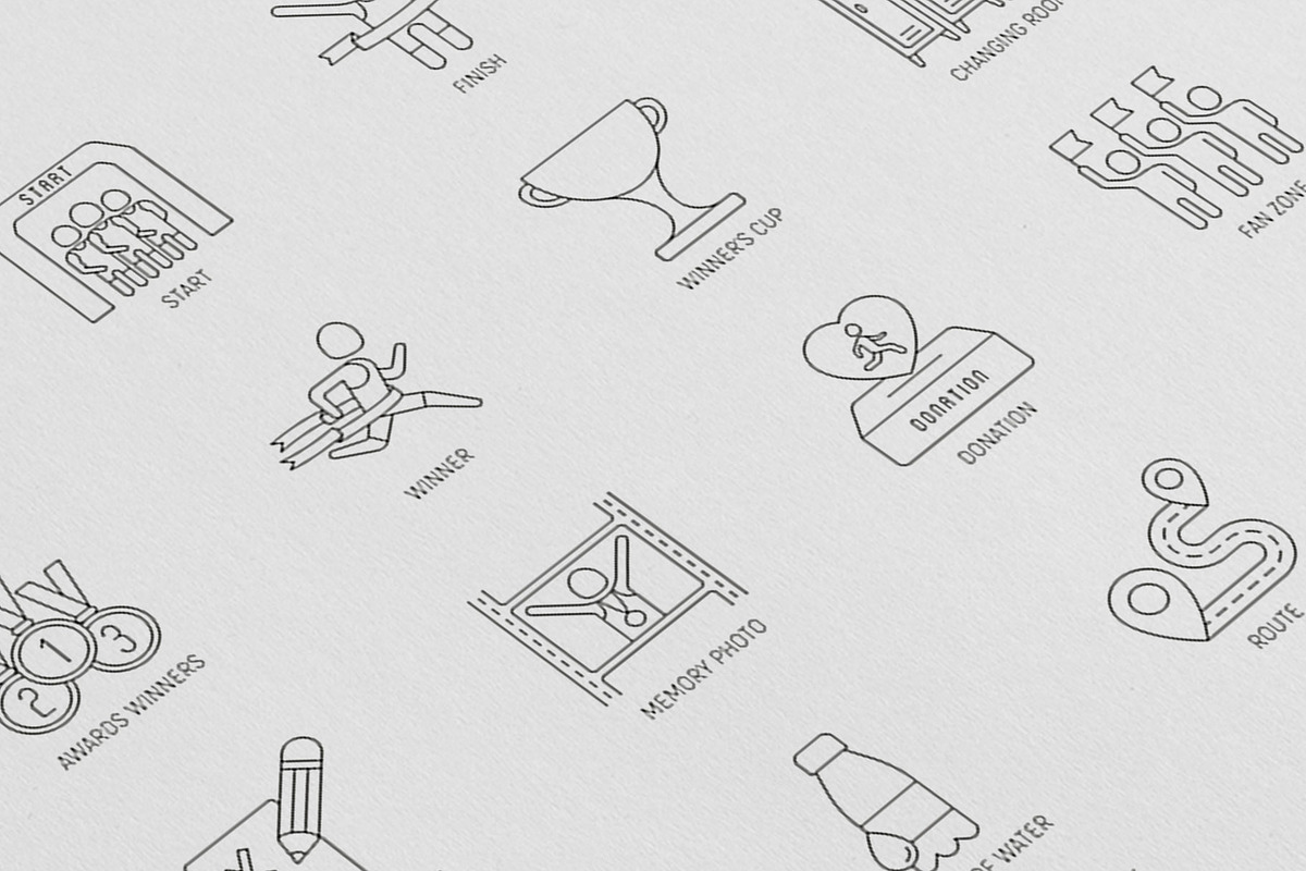 Marathon | 16 Thin Line Icons Set, an Outline Icon by Alex Blogoodf (Photo 8 of 11)