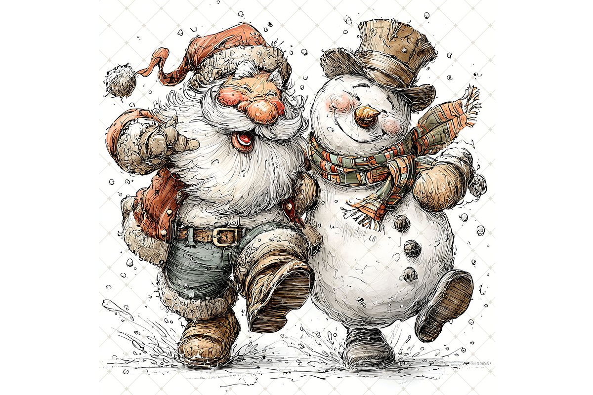 Santa and Snowman Clipart JPG, a Seasonal Illustration by Memories By Lea (Photo 8 of 18)
