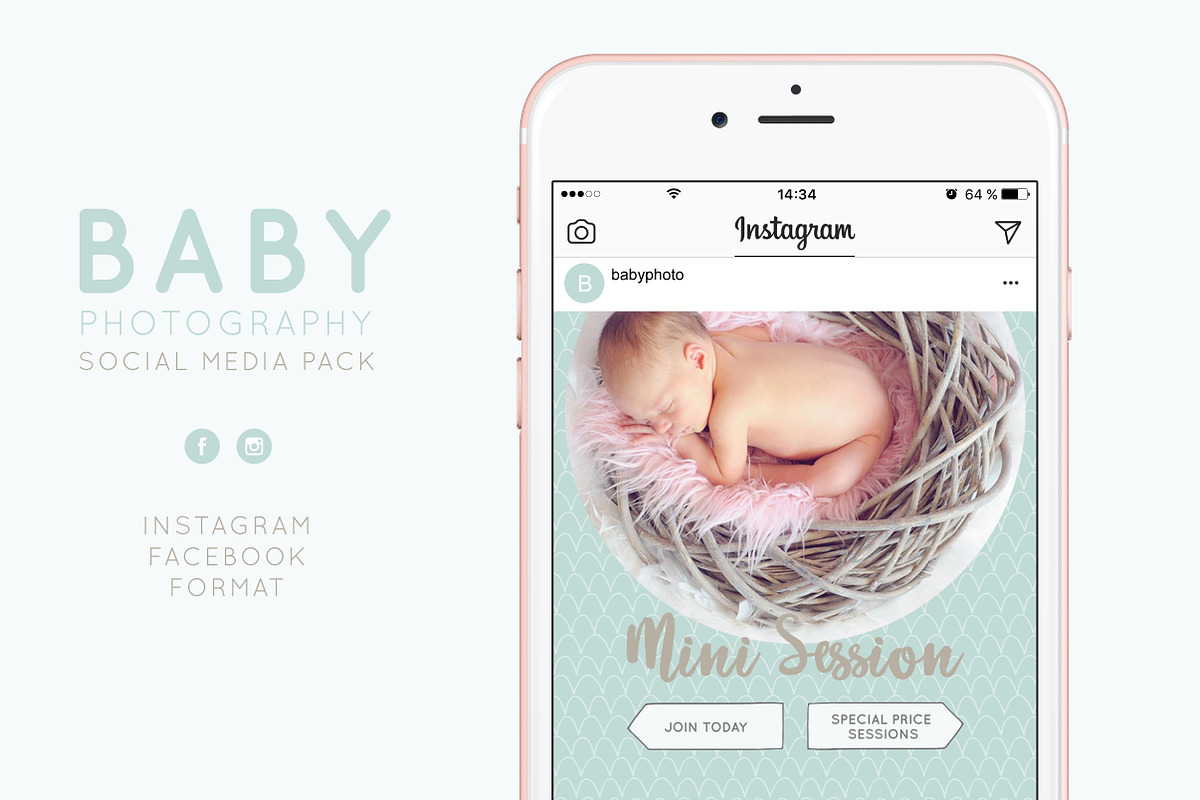 Baby Photography Social Media Pack, a Templates & Theme by Nordic.Arg (Photo 3 of 8)