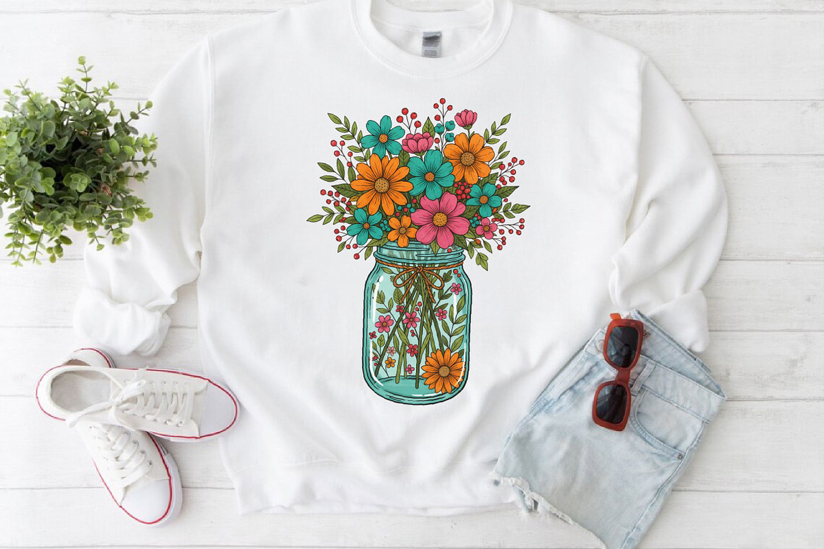 Mason Jar Floral Bouquet PNG, an Illustration by Craft Nest (Photo 6 of 6)