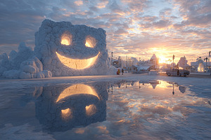 Smiling Ice Sculpture at Sunset, a Nature Photo by Ales Munt