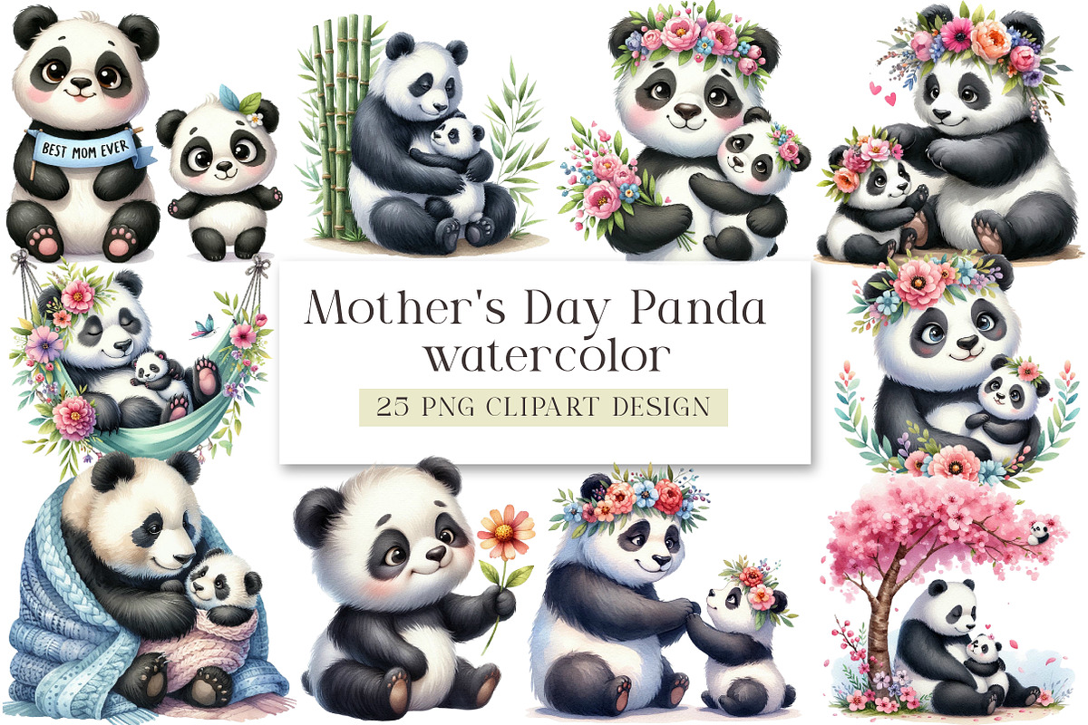 Mother's Day Panda Sublimation, a Seasonal Illustration by DreamArtGraphic (Photo 1 of 4)