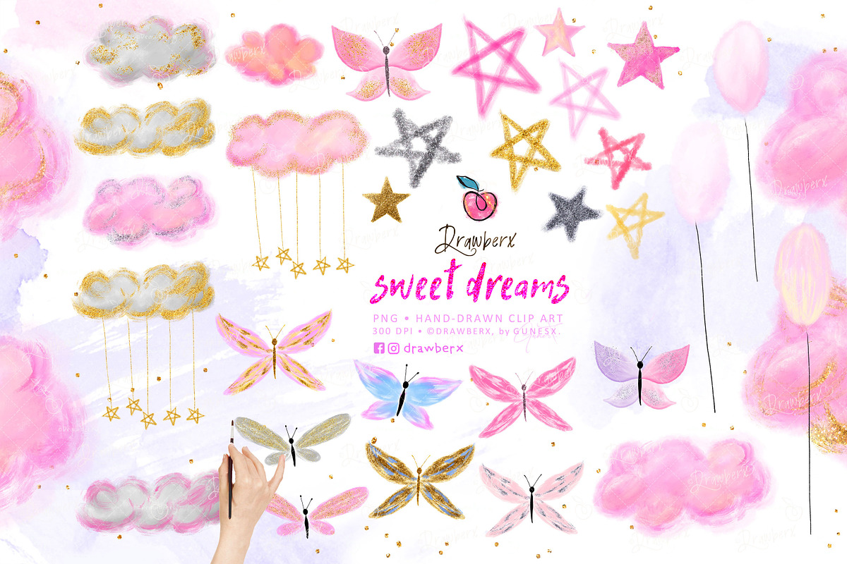 Sweet Dreams. Baby Girl Clipart 050, an Illustration by Drawberx (Photo 6 of 16)
