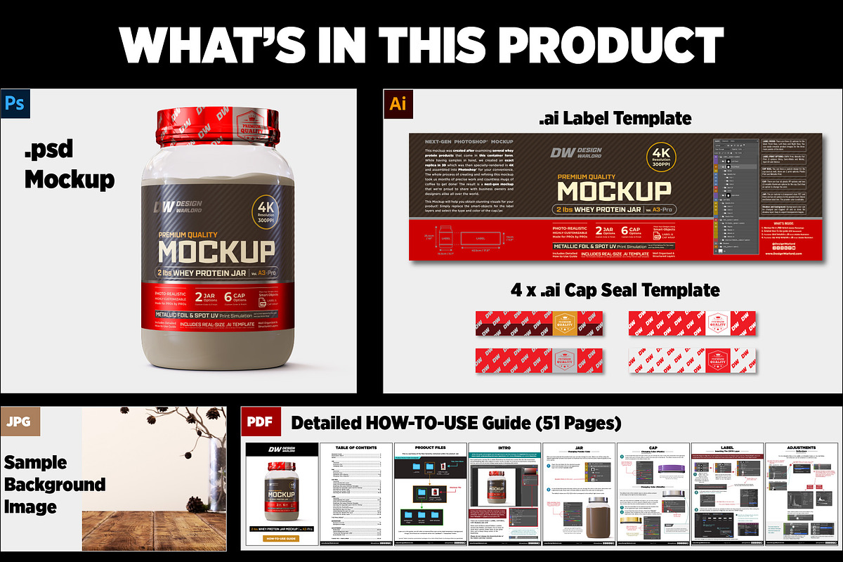 2lb Whey Protein Jar Mockup A3-Pro, a Packaging Mockup by Design Warlord (Photo 14 of 16)