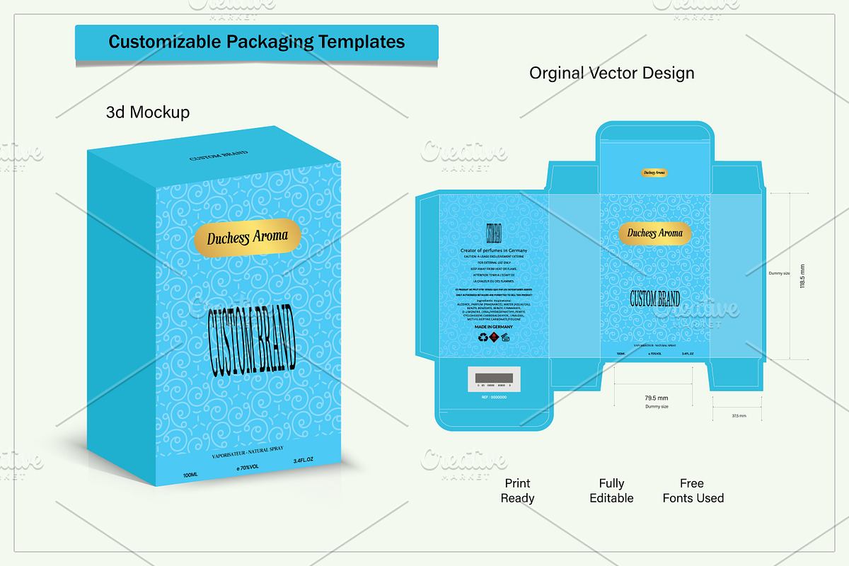 Perfume Box Design die cut template, an Object Graphic by sumonuix (Photo 2 of 4)