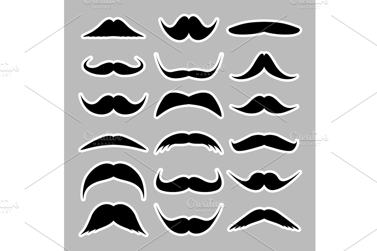 Mustache collection in different, an Illustration by 32pixels