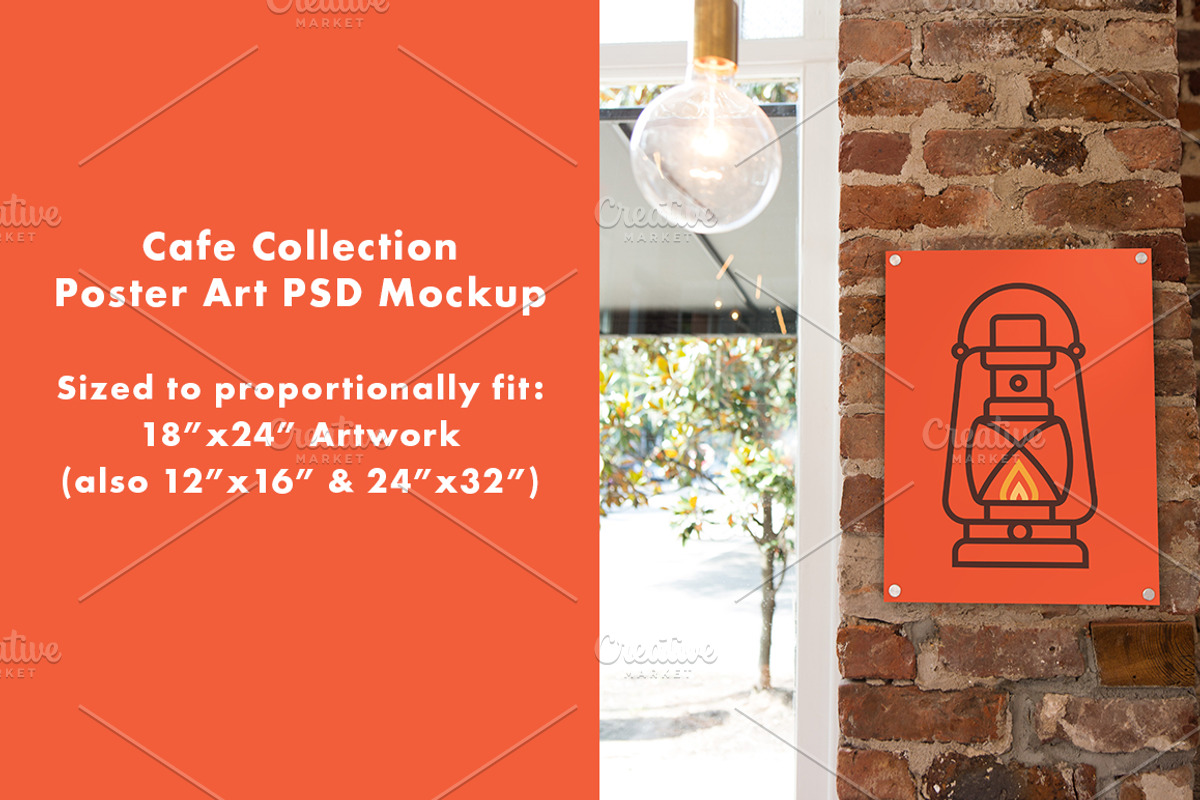 Cafe Poster Art PSD Mockup, a Packaging Mockup by Construct Supply Co.