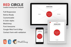 Red Circle - Coming Soon HTML Templ.