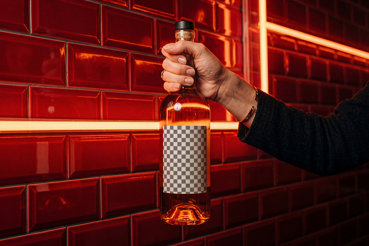 Rose Wine Bottle Mockup, a Packaging Mockup by Designer Dude (Photo 2 of 2)