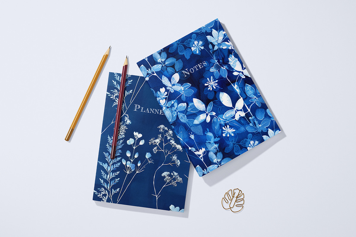 Cyanotype Floral Seamless Patterns, a Pattern Graphic by Ninterints (Photo 6 of 18)
