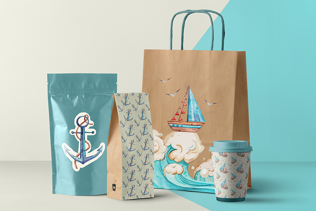 Watercolor nautical illustration set, a Transportation Illustration by Aquarellka (Photo 6 of 10)