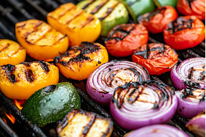 Colorful grilled vegetables on a, a Food & Drink Photo by Lermont51