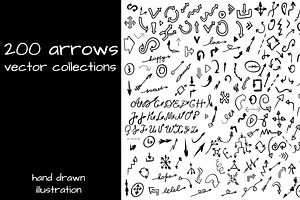 200 Hand Drawn Arrows in Vector